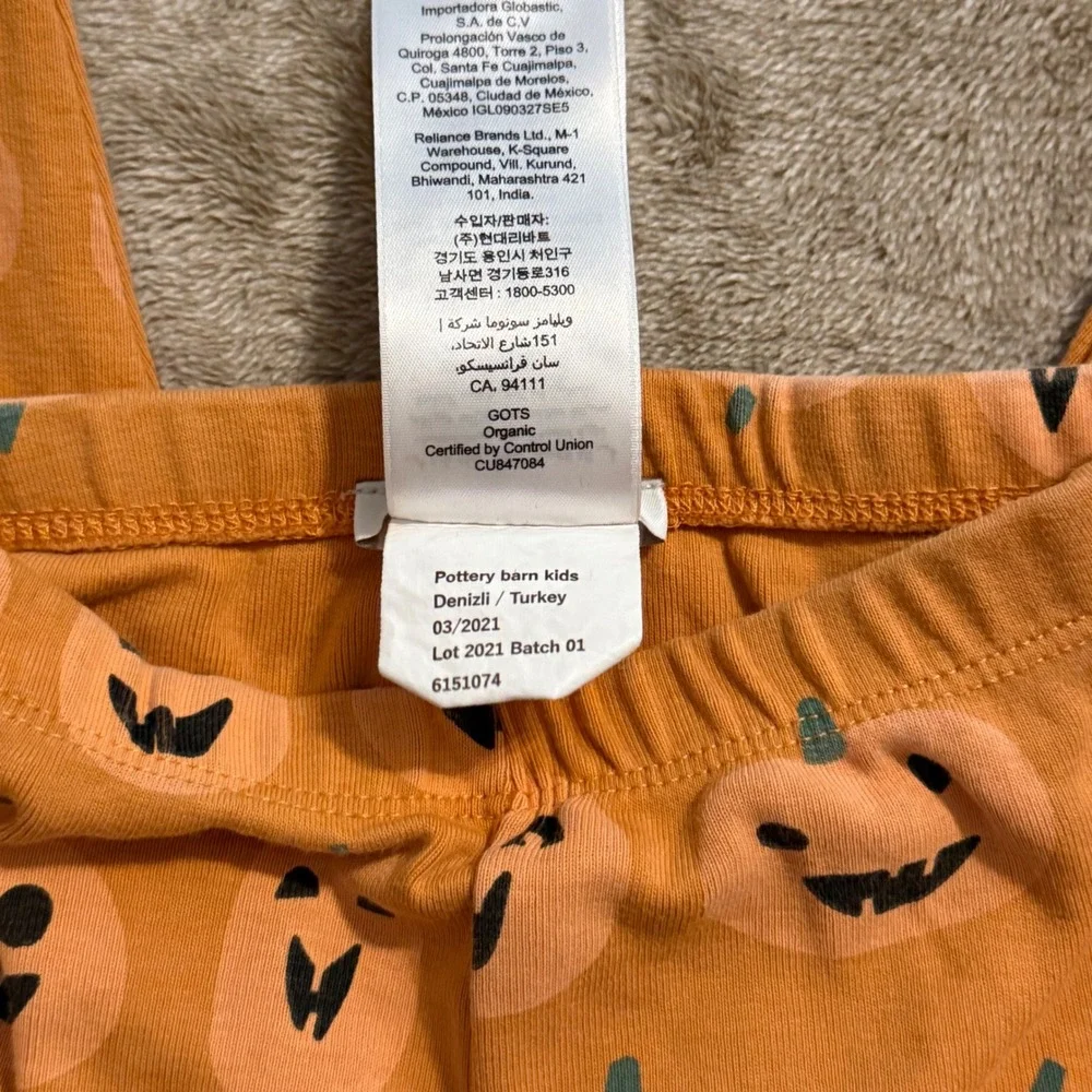 Pottery Barn Kids Pumpkin Organic Cotton Pajama Set Orange Black Toddler 2T